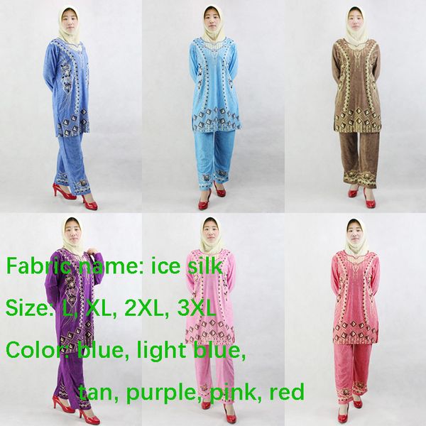 

печатные стройный национальная одежда шелк льда elastic мусульманских женщин, Red