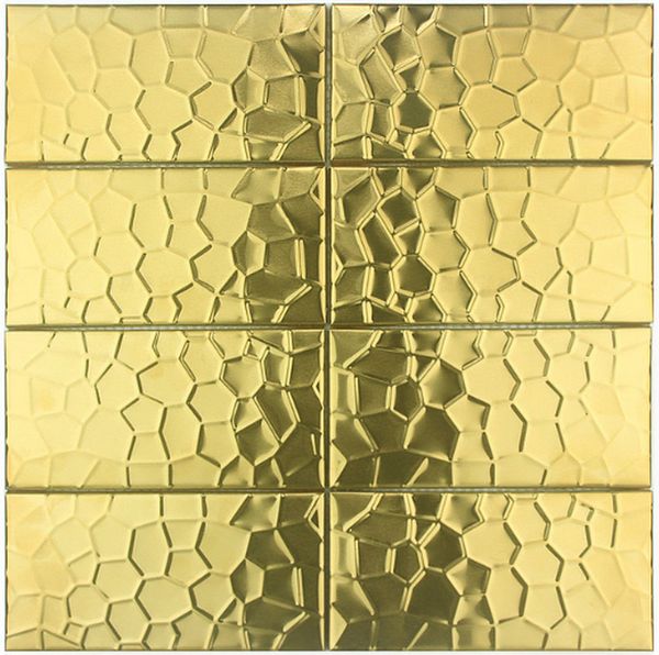 

gold brushed stainless steel metal tile mosaic for bathroom kitchen backsplash