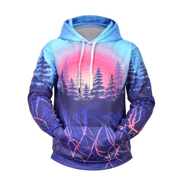 

3d sweatshirt hoodie men's casual printed abstract forest sweatshirt autumn winter hoodies men long sleeve sweatshirts, Black