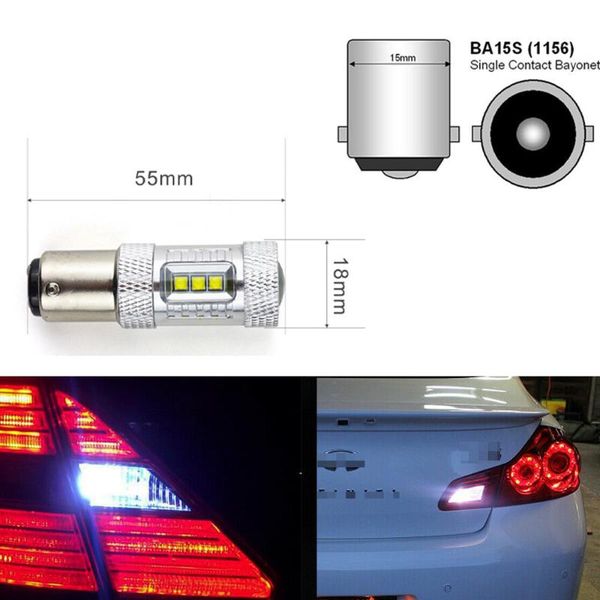 

2pcs 80w ba15s 1156 7506 p21w car truck backup reverse lights