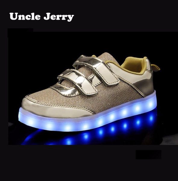 

unclejerry led shoes for kids children glowing sneakers luminous tennis shoes for boys girls usb charging led light fashion shoe y190525, Black;red