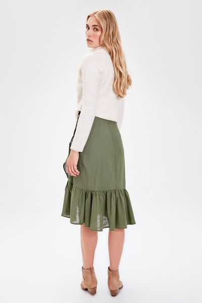 

trendyol green button detail skirt twoaw20et0140, Black