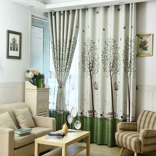 

green leaves for living room bedroom curtains printed curtains modern tulle gauze and can be customized