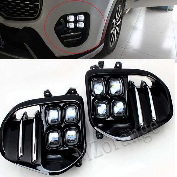 

2pcs led daytime running light for kia sportage kx5 2016 2017 2018 plug and play car drl waterproofled fog lamp daylight