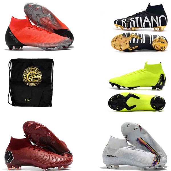 

chapater 6 mercurial superfly vi 360 elite fg kj 6 xii 12 soccer cleats mens women neymar cr7 high soccer shoes football boots 35-45