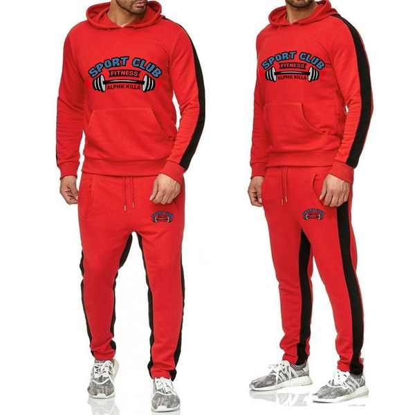 

2019 new sports suit men's suit men's hoodie gym sports jogging, Gray