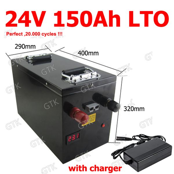 

водонепроницаемый 24v 150ah lto аккумуляторная батарея 24v литий титаната bms глубокий цикл энергии лодка солнечной инверторной гольф + 10a