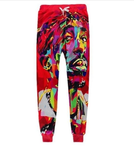 

новый хип-хоп 3d брюки мужская мода два 2 pac тренировочные брюки европейский стиль тупак тощий ams020, Black