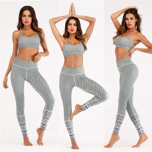 

women fashion fitness clothes lattice print bra tight-fitting all seasons pants set standard sports, casual, White;black