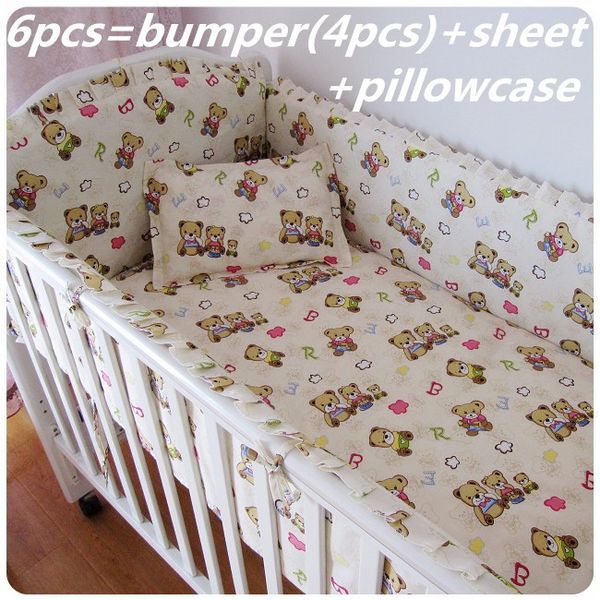 

promotion 6/7pcs baby bedding set 100% cotton curtain crib bumper baby cot sets , 120*60/120*70cm
