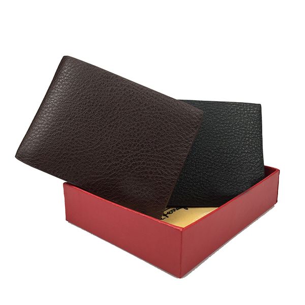 

factory direct men's mini wallet business card holder dollar wallet cowhide material wallet two color optional with high-end gift box, Red;black