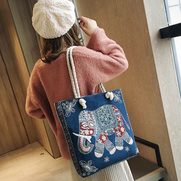 

2020 bolsa feminina personality cartoon pattern canvas large capacity travel retro practical shoulder bag new bags for women