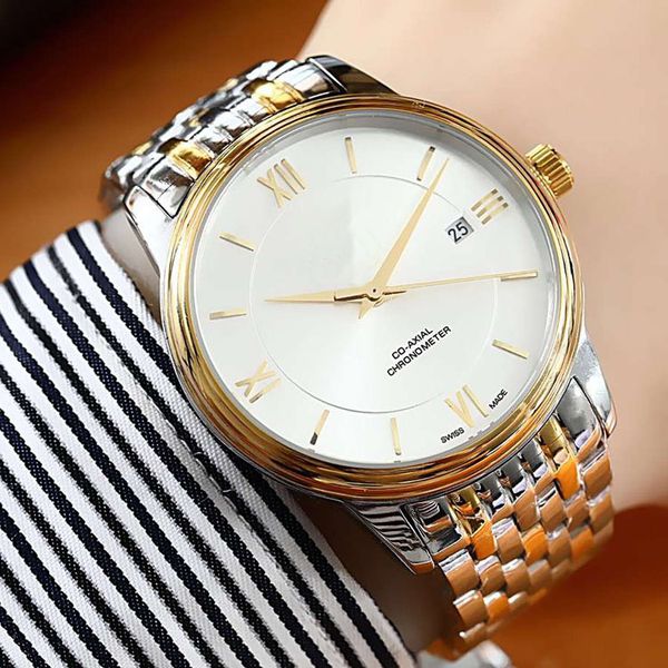 

new super v3 de ville 424.20.37.20.02.001 two tone gold silver dial miyota automatic mens watch stainless steel sports watches b364c3, Slivery;brown