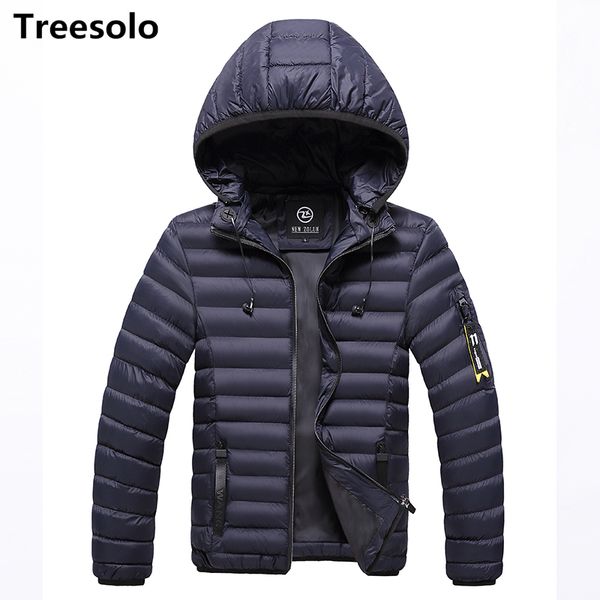 

mens hooded parkas cotton-padded brand fashion jackets parka 2019 winter male coat men's windbreakers warm outwear, Black