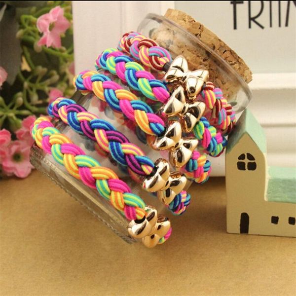 

10pcs weaves bowknot ponytail elastic holders hair accessories girl rubber band