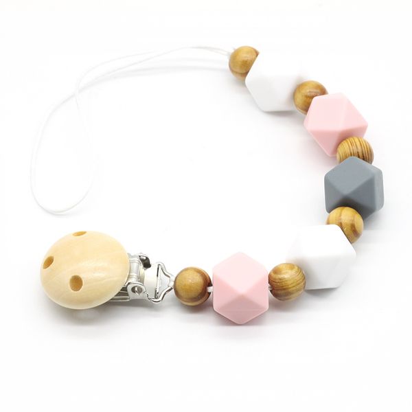 

personalized silicone teething pacifier clips with safe abs beads silicone pacifier chain holder for nipples baby chew toys hot