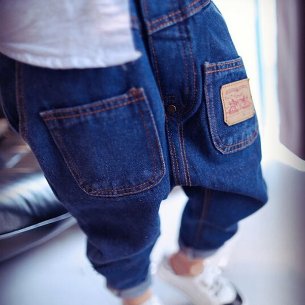 

new brand baby boys jeans children trousers korean personalized pocket kids clothes boy denim regular pants boy age 2-6t year, Blue