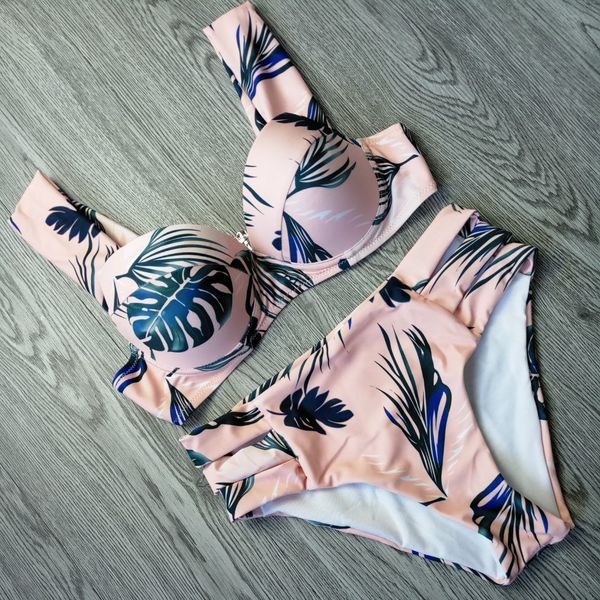 

bikinis women swimsuit 2019 summer cut out bathing suits push up bikini print swimwear beach wear with underwire biquini
