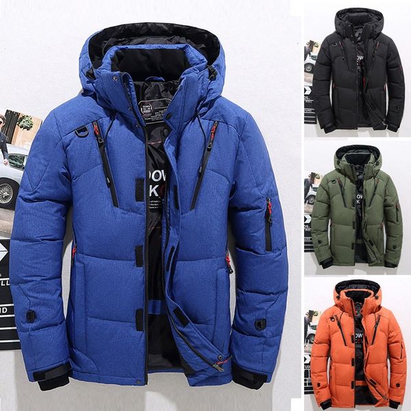 

2018 winter men down coat casual warm hooded winter zipper coat outwear solid male jacket blouse, Black