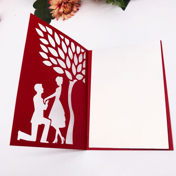 

hollow laser cut bride and groom engagements wedding invitation cards birthday party valentine's day gifts supplies, Black
