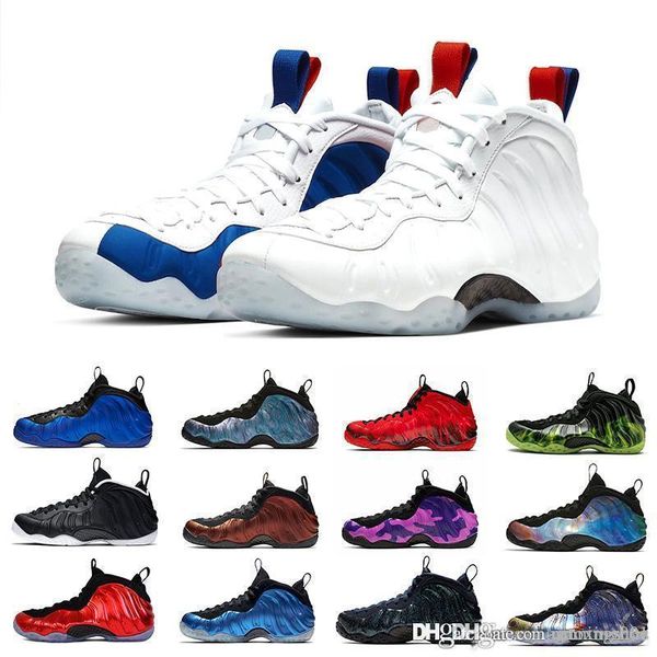 

Mens Foam Posite Hardaway Pro Basketball Shoes Purple Camo Carbon Fiber Purple Balck Boys Personalize Sport Sneakers