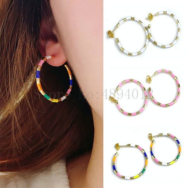 

women fashion enamel hoop earrings , round design,3 colors, can wholesale, Golden;silver