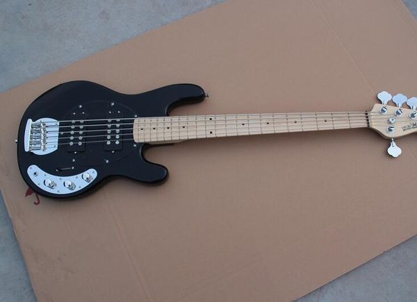 

стинг ray5 пятиструнная электрическая бас-гитара черный корпус клен гриф, бесплатная доставка