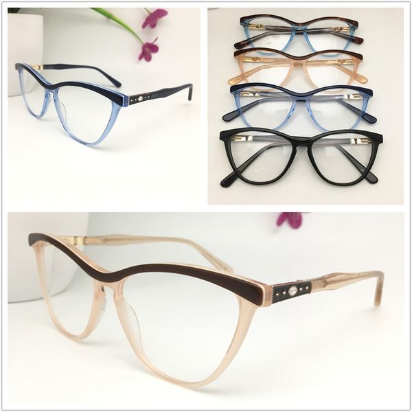 

new brand design optical frames men women vintage acetate eyeglasses cat spectacle plank glasses frame wholesale eyewear 0122, Black