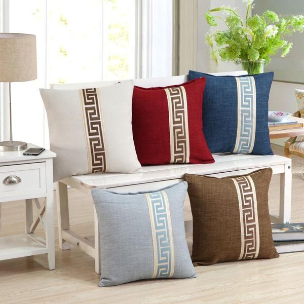 Home Decorative Sofa Throw Pillows Solid Color Cotton And Linen