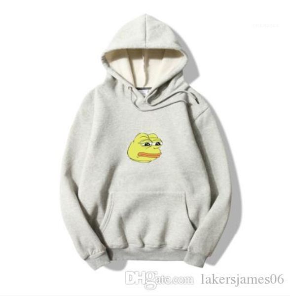 

sleeve solid color homme clothing fashion funny style casual apparel sad frog print mens hoodies autumn desingere pullover long, Black