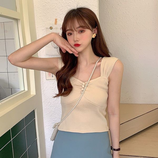 

ice silk knitted vest women outer wear blue  2020, White