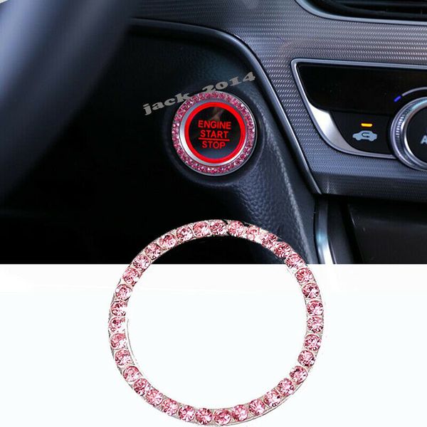 

pink silver blue one key engine start signition button diamond ring for 2018-2019