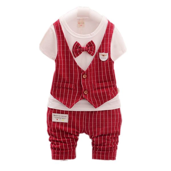 

new summer baby boys clothes suit children cotton plaid t shirt shorts 2pcs/sets toddler formal clothing infant kids tracksuits, White