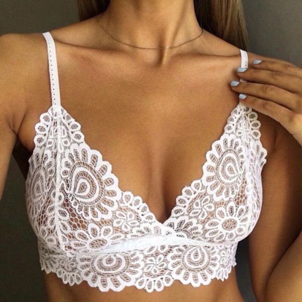 2019 New Fashion Women Lace Bralette Bralet Bra Floral Bustier Crop Top Cami Padded Vest Tank zm