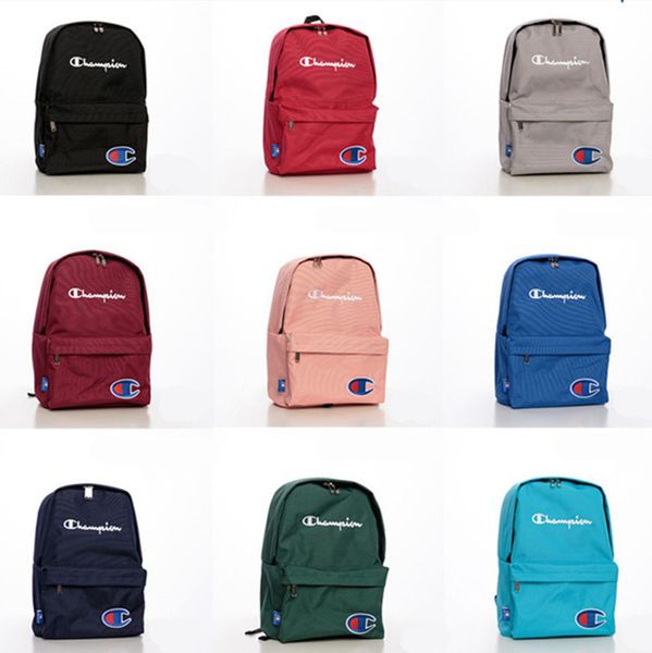 

роскошный дизайн backpacks champion марка плечо сумка унисекс нейлон школа книга пакеты студенты tote спорт путешествие вещевого мешок багаж, Black