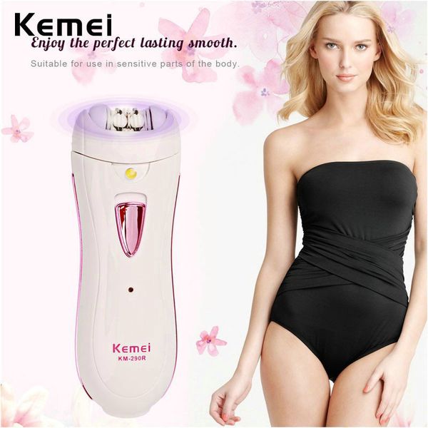 

kemei rechargeable electric hair removal device female hair removal device for facial armpit body parts hair trimmer km-290r