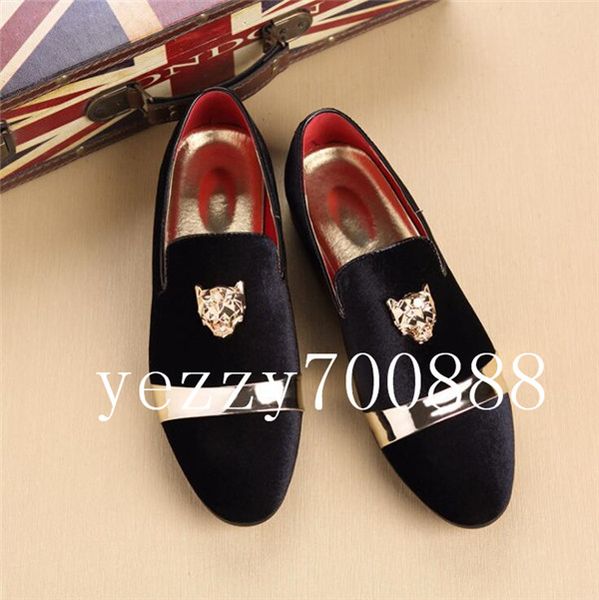 

new fashion gold and metal toe men velvet dress shoes italian mens dress shoes handmade loafers plus fdzhlzj, Black