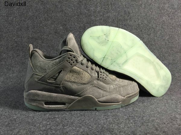 

4 cool grey white man basketball designer shoes special edition iv grey suede fashion sports sneakers come with box