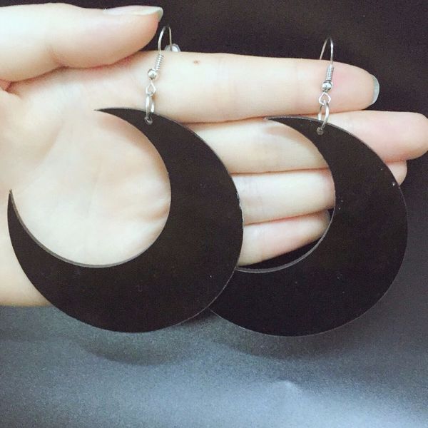

punk trendy exaggerate big black moon crescent earring drop bright silver acrylic hyperbole large earrings for women pendientes