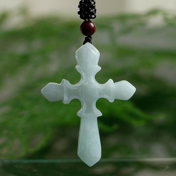 

natural myanmar jadeite pendant cross pendant christian jesus cross jade for women and men with certificate, Silver