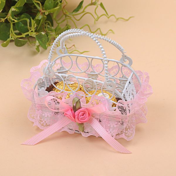 

creative iron basket shaped candy boxes with handle wedding party gift boxes