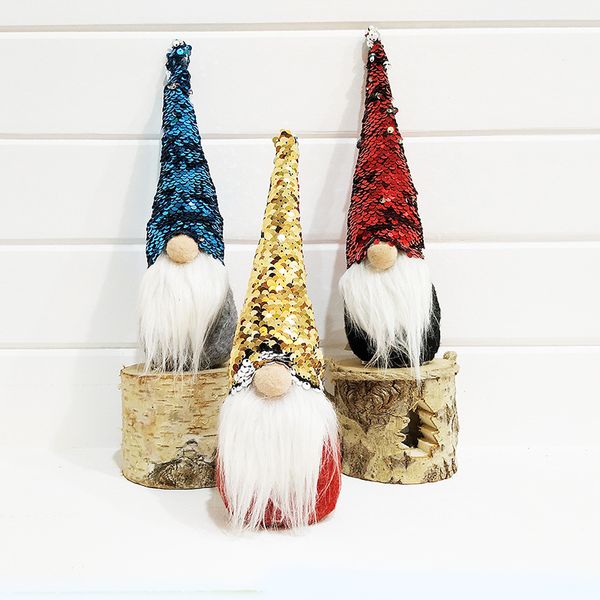 

sequin long hat swedish christmas golden diy christmas hanging decor xmas santa claus dolls merry decoration