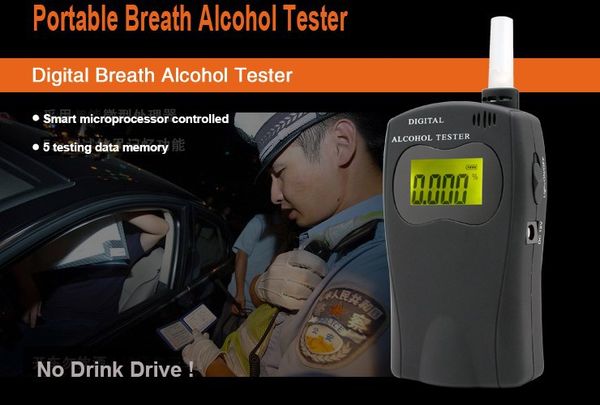 

personal alcohol tester with replace mouthpieces and blue backlight breathalyzer dyt-570