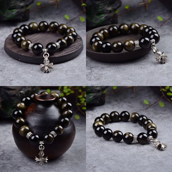 

beaded jewelry crystal natural jin yaoshi single circle black obsidian hand string collocation crow star ornament jade pearl bracelet