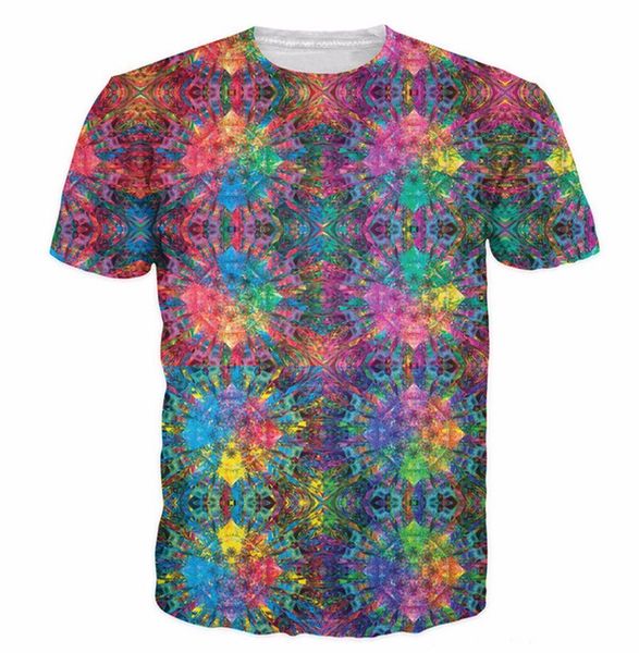 

new fashion women/men colorful psychedelic summer short sleeves funny 3d print t-shirt casual clothes tees k81, White;black
