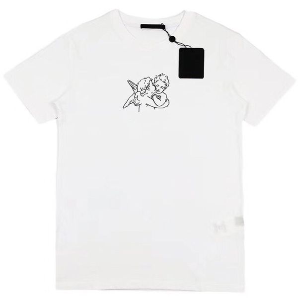 

20ss high-end summer angel printed tee men women crew neck solid color t-shirt high street short sleeve travel tee breathable hfymtx872, White;black