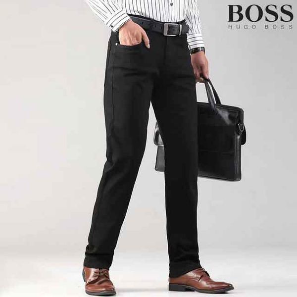 

bosses classic brand jeans mens designer jeans stretch jeans boutique fashion casual pants high end loose business pants, Blue