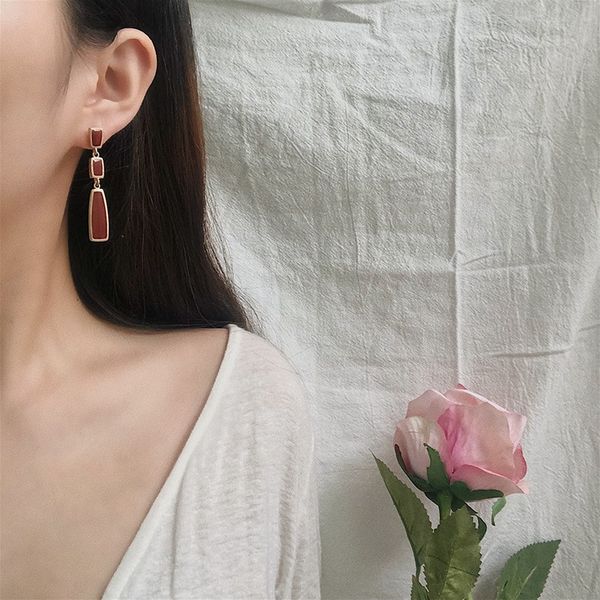 

kissmuah s925 silver needle korean luxury high-grade brown natural shell matte long earrings gift fashion jewelry wholesale