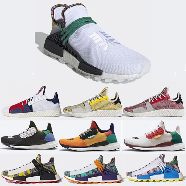 

2019 human race running shoes for men women black white yellow solar pack pharrell williams designer sneakers trainers without box
