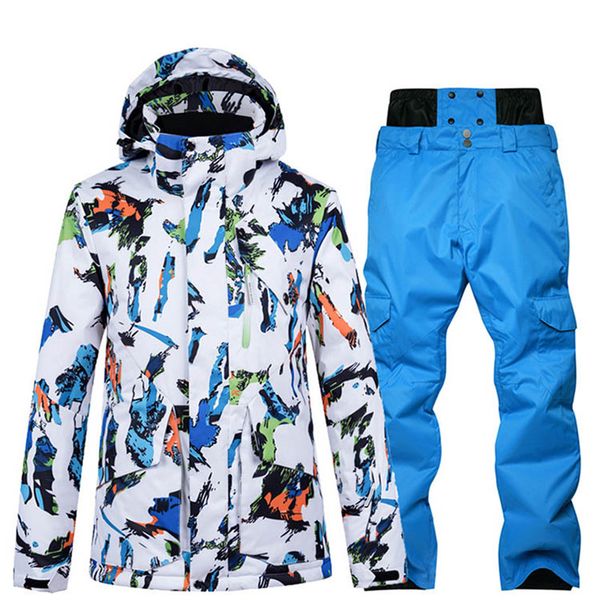 

ski suit men jacket and pants winter outdoor sport warm waterproof windproof breathable clothes hooded ski coat